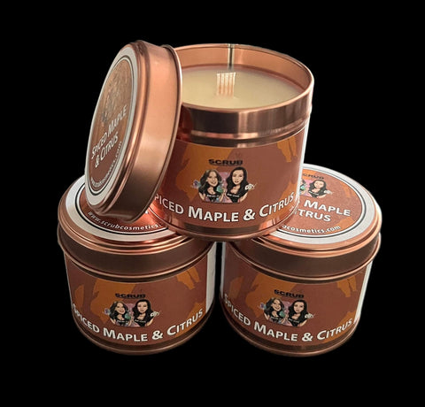 Spiced Maple & Citrus scented ribbon wick candle