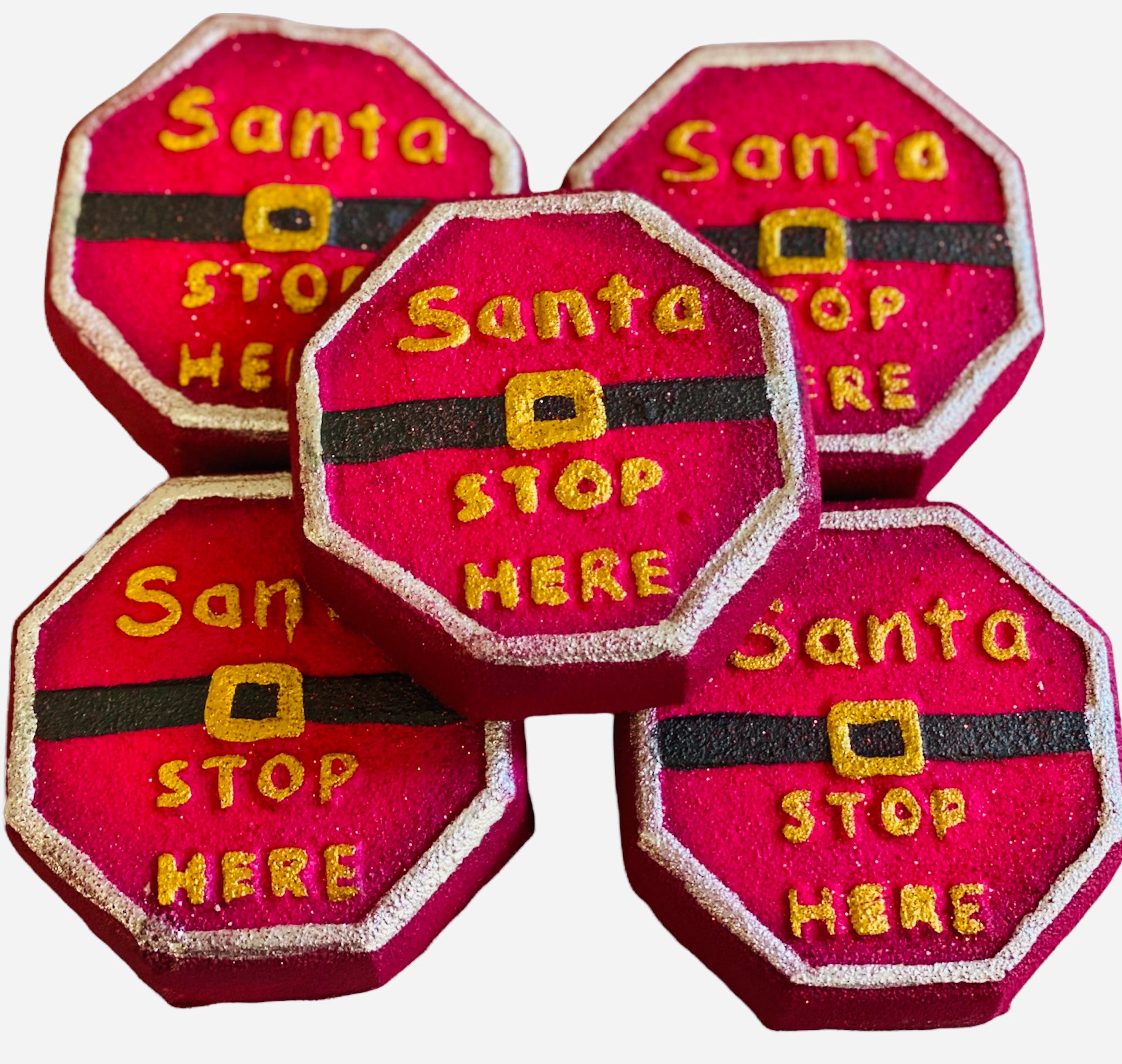 Santa stop sign bath bomb